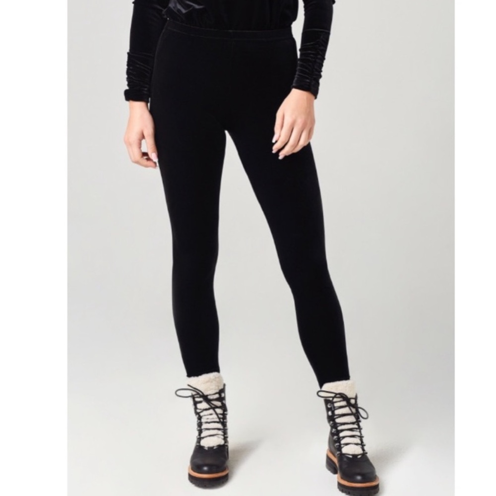 SNO SKINS Plush Black Velvet Base Layer Soft Stylish Warm Leggings
